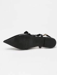 Mẫu sandal đế bằng mũi nhọn màu đen tối giản dành cho nữ, thời trang Xuân/Hè mới. - màu đen - Xem 2