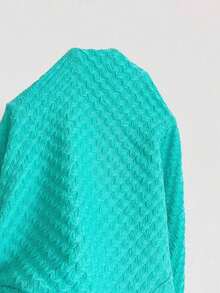Vestido mini con textura, escote en V, decoración de estrella de mar metálica, cuello con lazo, espalda descubierta, ideal para vacaciones, citas, té de la tarde, días festivos, festivales de música, estilo bohemio - verde menta - Ver 6