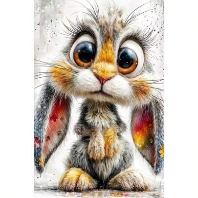 1pc [30*40cm/11.8*15.7in]5D Acrylic Diamond Painting Kit, Cute Rabbit Pattern, Suitable For Adult Beginners DIY Mosaic Diamond Art, Full Drill Handmade DIY Diamond Painting, Suitable For Living Room, Bedroom, Office Wall Decor, Surprise Gift For Family And Friends, Frameless