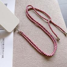 Cordón ajustable y universal de unicolor para teléfono, arnés desmontable unisex, collar de teléfono antiperidida duradero, arnés de teléfono multifuncional, longitud ajustable - Rosa Roja - Ver 2