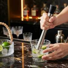 Cocktail Muddler 10 Inch Stainl Steel Mojito Muddler With Textured Crushing Head Dual End Bar Tool With Recipe Guide Gift Box For Cocktails Siver - View 4