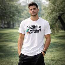 Camiseta Unisex de Algodón Puro, Cuello Redondo, Talla Grande, Estilo Casual, para la Copa Mundial de Fútbol 2026, Verano, EE.UU.-Canadá-México - Negro - Ver 2
