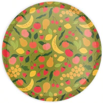 GREENER TABLES Fruit Plates, Thick And Sturdy, Unique And Hand Painted, Responsibly Made, Set Of 10, Delicate Low - Profile 9 Inch Rim, Every Occasion