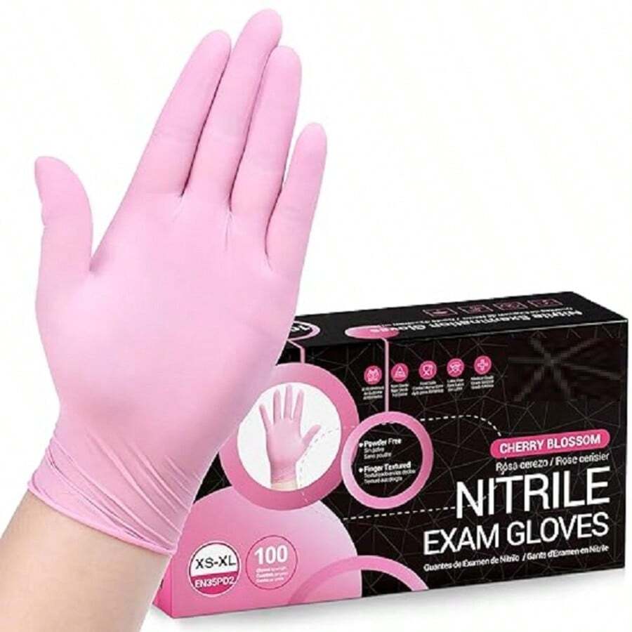 100pc Many Colors Available To Choose Disposable Nitrile Latex Free Tattoo Nail Hair Salon Cleaning Gloves - 100Pcs Pink - View 1
