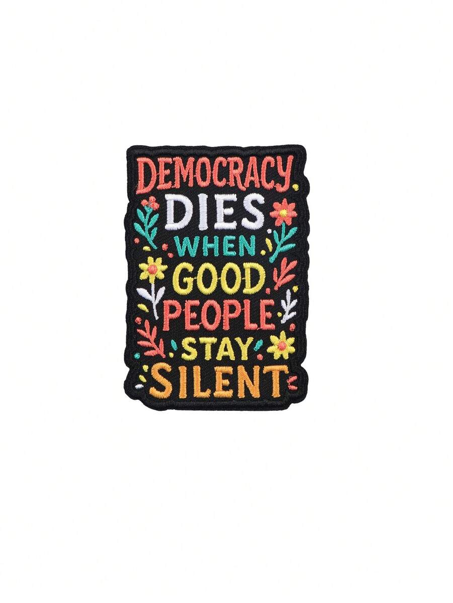 1 pieza Parche bordado con lema inspirador, "Resistir el silencio" Puede plancharse o coserse en ropa, bolsos, sombreros, pantalones, etc.