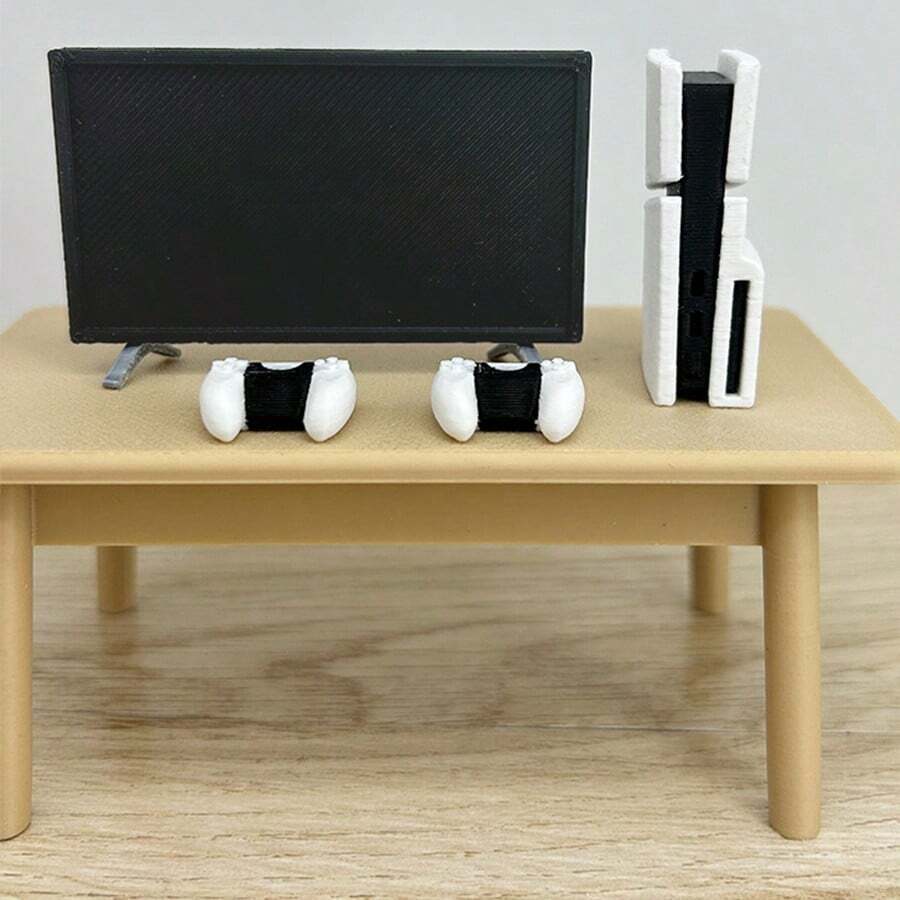 Mini PS Game Console Model Set, Miniature Gaming Device And Controller Figurine, Dollhouse Accessory, Creative Collectible Small Model, Realistic Miniature Console, Decorative Desktop Ornament - Multicolor - View 1