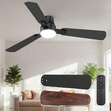 LYESS 42in Ceiling Fan With Light, Modern Flush Mount Ceiling Fan With Remote,6 Speed Fan For Bedroom, LED Dimmable Ceiling Fan For Living Room, Kitchen & Summer Room Decor, Black - US A Type Plug(110-127V) - View 12