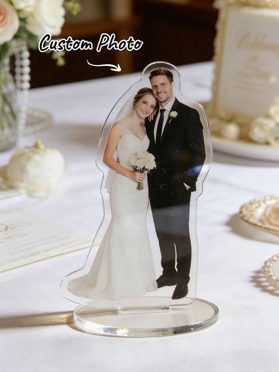 1pc Personalized Custom Photo Brand, Personalized Photo Frame, Couple Home Decoration, Suitable For Living Room, Bedroom, Office, Suitable For Him, Her, Family, Anniversary, Mother's Day, Birthday, Wedding - Multicolor - View 1