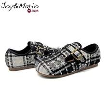 joy&mario 1 Đôi giày bệt Mary Jane màu đen trắng chất liệu vải tweed dành cho nữ, khóa điều chỉnh, giày casual nhẹ, chống trơn trượt, thích hợp cho mang hàng ngày và phong cách đường phố - J&M - màu đen - Xem 6
