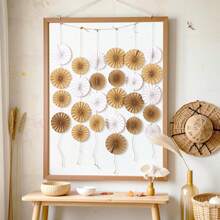 15pcs/30pcs Bohemian Style Hanging Paper Fans, Neutral Rustic Style Paper Fan Garland, White & Brown, Party Decorations For Boho Party, Baby Shower, Birthday, Wedding, Bridal Shower, Classroom Decor - Paper Fan - View 3