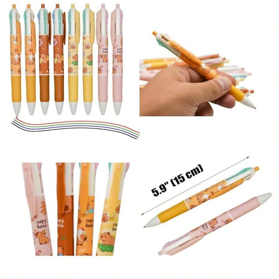 Multicolor Ballpoint Pens 4-In-1 Pens 4 Colors Retractable Pen Capybara Pens 12 Pieces For School Home Office Stationery - Multicolor - View 1