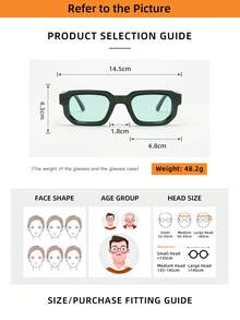 1pc Men's Retro Casual Square Small Frame High-Quality PC Material Personalized Fashion Glasses, Suitable For Travel, Leisure, Gathering, Beach, Daily Decoration - grön ram grön film - Visa 4