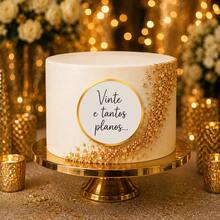 Topo de Bolo "Vinte e Tantos Planos" – Decoração Aniversário Adulto | Papel Premium | Festa Elegante - Visão 3