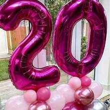 40 Inch Magenta Color Number Balloons, Large Foil Polyester Balloons For Birthday Party Decorations, Suitable For Birthday Theme Parties And Events, Anniversary Celebrations, Graduation Ceremonies, Valentine's Day, Baby Showers, Home Decor Room Background Decorations - Hot Pink - View 4