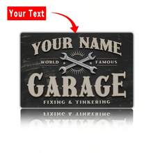 1pc Customized Aluminum Garage Sign, Personalized Metal Plaque With Name, Renowned Repair Shop Logo, Size 20.32X30.48cm, No Electricity Needed, Ideal For Home Decor, Great Gift For DIY Enthusiasts - Multicolor - View 3