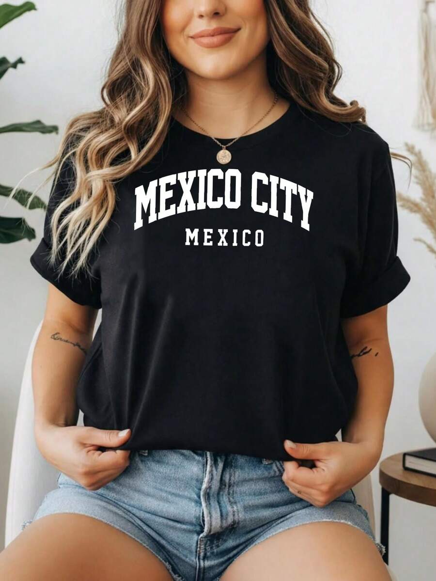 100% Cotton 180g Unisex T-Shirt, New York/Los Angeles Style - Y2K Streetwear Basic Loose Fit T-Shirt - Urban City Top For Couples - Premium Streetwear - 黑色10 - 查看 1