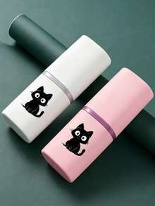 Organizador de baño todo en uno | Hecho de material PP duradero, anti-caída y de larga duración. El diseño llamativo presenta un lindo patrón de gato, con una taza de enjuague desmontable para una higiene diaria conveniente. El interior espacioso puede organizar varios artículos de tocador, incluidos pasta de dientes, peines, maquinillas de afeitar, convirtiéndolo en un elemento esencial para el hogar y los viajes. - Multicolor - Ver 5