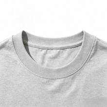 Men's Casual Summer Washed Cotton T-Shirt Old Row Outdoor Fish Print, Round Neck Short Sleeve Lightweight Knitted Fabric, Rib Details 100% Cotton - 純棉灰色 - 查看 4