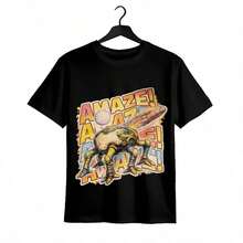 Tops para mujer Casual Linda de Algodón con Cuello Redondo y Manga Corta con Estampado Gráfico para Mujer, Largo Regular - Negro - Ver 5