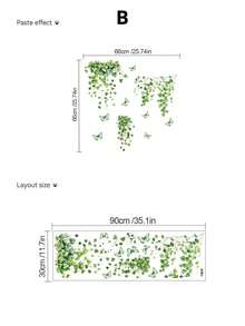 Watercolor Green Plant & Butterfly Wall Stickers, Self-Adhesive Waterproof Grease-Proof, Mori Style, Ins Aesthetic, Living Room Bedroom Bathroom Rental Renovation, Fresh Atmosphere Decor - Wall Stickers - View 7