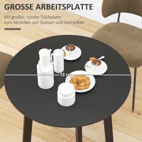 Round Dining Table, Kitchen Table, Side Table, Dining Table With Angled Legs For Kitchen, Dining Room, Living Room, Modern Design, Black, 72 X 72 X 75 Cm - màu đen - Xem 5