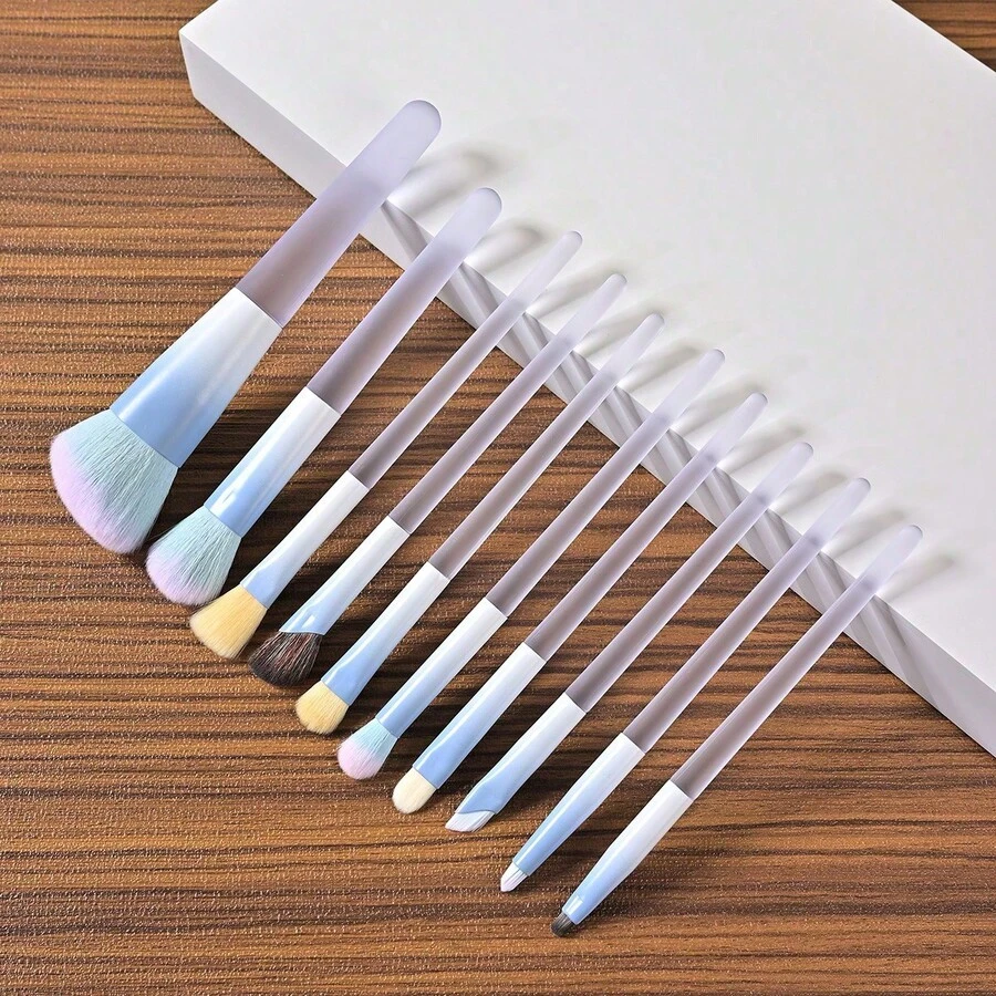 10 件套化妆刷套装，包括眼影刷、腮红刷、晕染刷和轮廓刷，便携式轮廓刷套装，高品质长柄化妆刷套装，适用于粉底、腮红、眼影和散粉，多功能化妆工具，多种颜色可选，适合初学者和专业化妆师。 - 水晶手把化妝刷套裝 - 查看 1