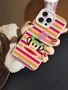 Paul Frank 授权液态手机壳，全包式防震摄像头保护套，卡通气球猴彩色条纹图案，全新，适用于 13/14/15/16/17 Pro Max - 彩色 - 查看 4