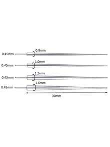Kit de taladro de acero inoxidable 316L hipoalergénico, incluye taladro recto y curvo con rosca interna y externa, pasadores guía, herramientas de inserción y expansión para joyas de perforación de nariz, oreja, labio y ombligo en 0.8mm, 1.0mm, 1.2mm, 1.6mm - derecho - Ver 13