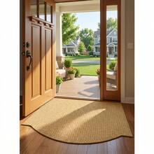 1pc Nordic Style Brown Oval Entrance Doormat, Multipurpose Indoor/Outdoor Rug For Kitchen, Bathroom, Entryway, All Season - Multicolor - View 2