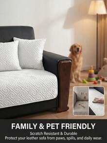 1pc Black Waterproof Quilted Sofa Cover, Diamond Pattern Design, Non-Slip And Wear-Resistant, Lightweight Yet Premium Texture. Fits 1-Seater, 2-Seater, 3-Seater Sofas, All Sizes Available. This Waterproof Sofa Cover Is Specially Designed For Pet Owners, Cat Scratch Resistant, Dog Urine Proof, Waterproof And Stain Resistant, Stains Wipe Clean Easily; Black Color Also Hides Dirt. Suitable For Homestays, Hotels, Offices, Pet-Owning Families, Renters And Shared Living Spaces. Machine Washable, Easy Care, Effectively Blocks Moisture From Seeping Into The Sofa. - White - View 6
