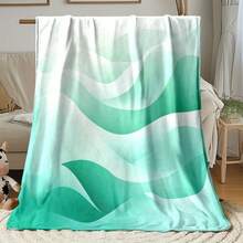 1 manta verde con patrón de textura ondulada - Manta ligera de franela para sofá, cama, viajes, sala de estar, oficina, sillón y cama - Manta de forro polar con impresión digital y tela de poliéster suave y cálida, uso en todas las estaciones, lavable a máquina, regalo perfecto para familiares o amigos, comodidad para viajes.|Diseño de Textura Ondulada|Manta Lavable a Máquina - frazada - Ver 12