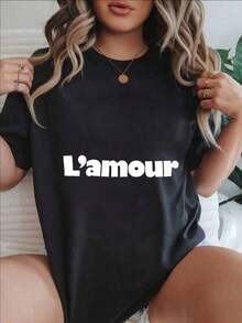 White T-Shirt With Vintage 'Love' Text Print, Fashionable Casual T-Shirt For Women, Suitable For All Seasons

BlackFashion - 黑色 - 查看 7