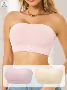 CELILIN 2 piezas Sujetadores sin tirantes, Sujetadores invisibles sin costuras, Adecuados para vestidos de hombros descubiertos y vestidos de novia - Multicolor - Ver 1