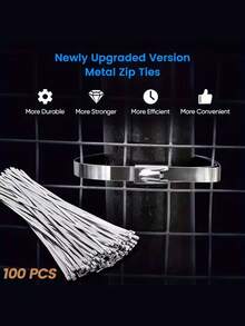20pcs 10-Inch Stainless Steel Cable Ties | Rust-Resistant Durable Cable Ties Suitable For Automotive, Machinery, Outdoor - Multicolor - View 7