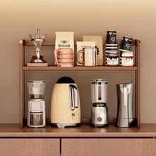1pc Multifunctional Desktop Storage Rack, Adjustable Height Storage Organizer, Space Saver, Kitchen/Makeup/Book/Spice Rack, Open Shelving Unit - Mocha Brown - View 3