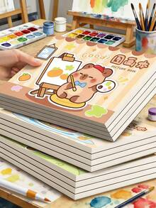 1 pieza/4 piezas Cuaderno de Capibara, Libreta de dibujo gruesa A4, Papelería, Vuelta al colegio (Patrones parciales aleatorios) - Multicolor - Ver 11