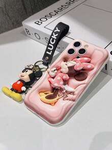 Disney Mickey Mouse Phone Case With Mickey Charm And Lanyard - Cute Mickey Protective Case With Bandana Style And Cheese Textured Background Design, Beaded Bracelet For Easy Carrying, Compatible With IPhone 17, 16, 15, 14, 13, 12, 11 Pro Series, Ideal For Birthdays, Holidays, Anniversaries, Graduation Gifts, Or Any Special Occasion To Surprise Family, Friends, Classmates, And Loved Ones. - White - View 7