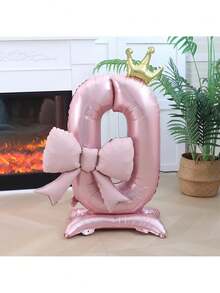 42-Inch Extra Large Pink Crown & Bow Foil Balloon Set, Suitable For Birthday, Anniversary Party Decoration - Multicolor - View 4