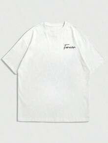 Men's Simple And Versatile Graphic Print Short Sleeve T-Shirt - White - View 5