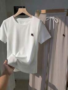 2 piezas Conjunto de top de manga corta con estampado floral bordado falso y rayas y pantalones a rayas, atuendo casual adecuado para el uso diario, citas, fiestas, otoño/invierno/verano, Navidad, Año Nuevo, Acción de Gracias, fiestas, bodas, - Multicolor 10 - Ver 4