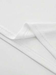 Top de tirantes corto de punto acanalado de unicolor minimalista para uso casual y diario de verano para mujeres - Blanco 2 - Ver 4