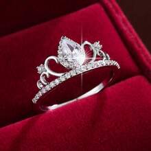 1 chiếc nhẫn thời trang hình giọt nước vương miện đính đá zirconia nhân tạo dành cho nữ - Nhiều màu - Xem 10