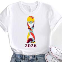 CAMISETA UNISEX DE MANGA CORTA CON TEMÁTICA DE LA COPA MUNDIAL 2026, NUEVA, DE ALGODÓN PURO, CASUAL, DE TALLA GRANDE, DE CUELLO REDONDO Y CORTA. - Negro - Ver 6