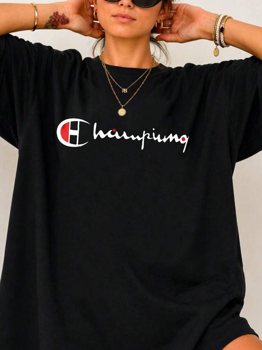 1 Piece 180g Women's T-Shirt, Men's T-Shirt, Casual Cotton Crew Neck T-Shirt. Women's Sports T-Shirt. Designed By Y2K Artists In The Bababask Style, Made From 100% Pure Cotton. Creative Cartoon Pattern Design, Comfortable Short Sleeves - 黑色4 - 查看 1