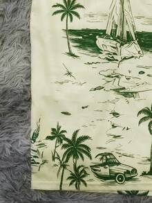 Shorts de playa con cordón ajustable en la cintura para hombres, bañadores de verano - Beis - Ver 8