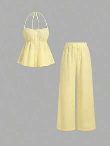 Sweetro Conjunto de dos piezas para mujer para uso diario - Amarillo - Ver 9