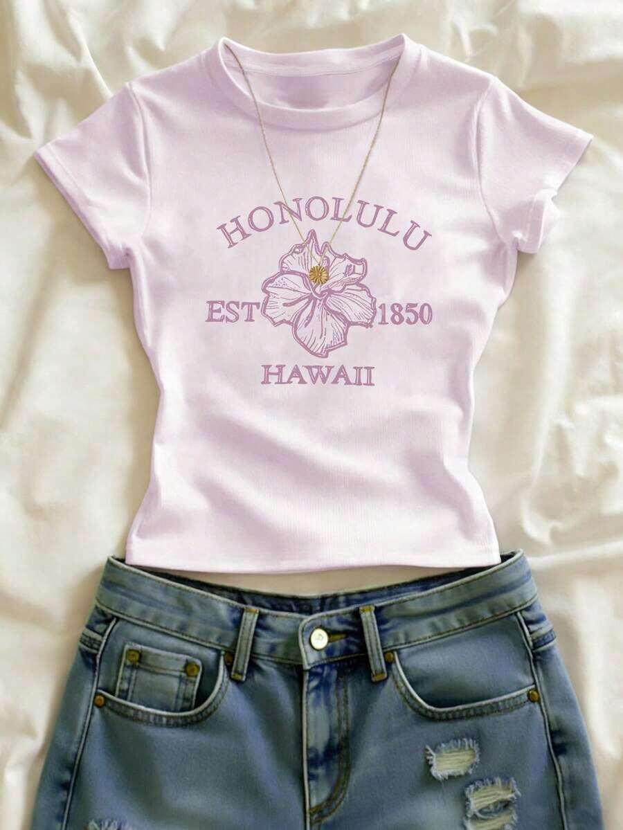 Blusa de talla grande, estampado de flores, atuendo casual para mujer, top casual, camiseta gráfica, ropa de verano, blusa de playa de verano para mujer, atuendo de playa, camiseta de playa, camiseta de mujer, regalo para la hermana, top Y2K - Rosa Pálido - Ver 1