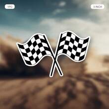 (1PC) 3 Inch Waterproof Removable PVC Vinyl Sticker Decal - Crossed Checkered Racing Flags Illustration, Motorsport And Victory Theme Aesthetic For Laptop, Phone Case, Skateboard, Tumbler, Helmet - Y2K Girly Sticker For Gen Z Women, Back To School, Racing Fans, Summer Gift - 3*1.82 Inches - View 1