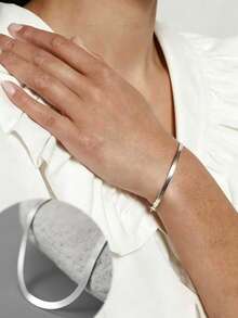 1 pieza Pulsera de plata de ley S925 con circonita, regalo de joyería exquisita para mujeres, novia - Plateado - Ver 2