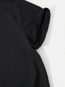 Camiseta de Manga Corta con Cuello Redondo y Estampado de Cerezas - Rojo y negro - Ver 4
